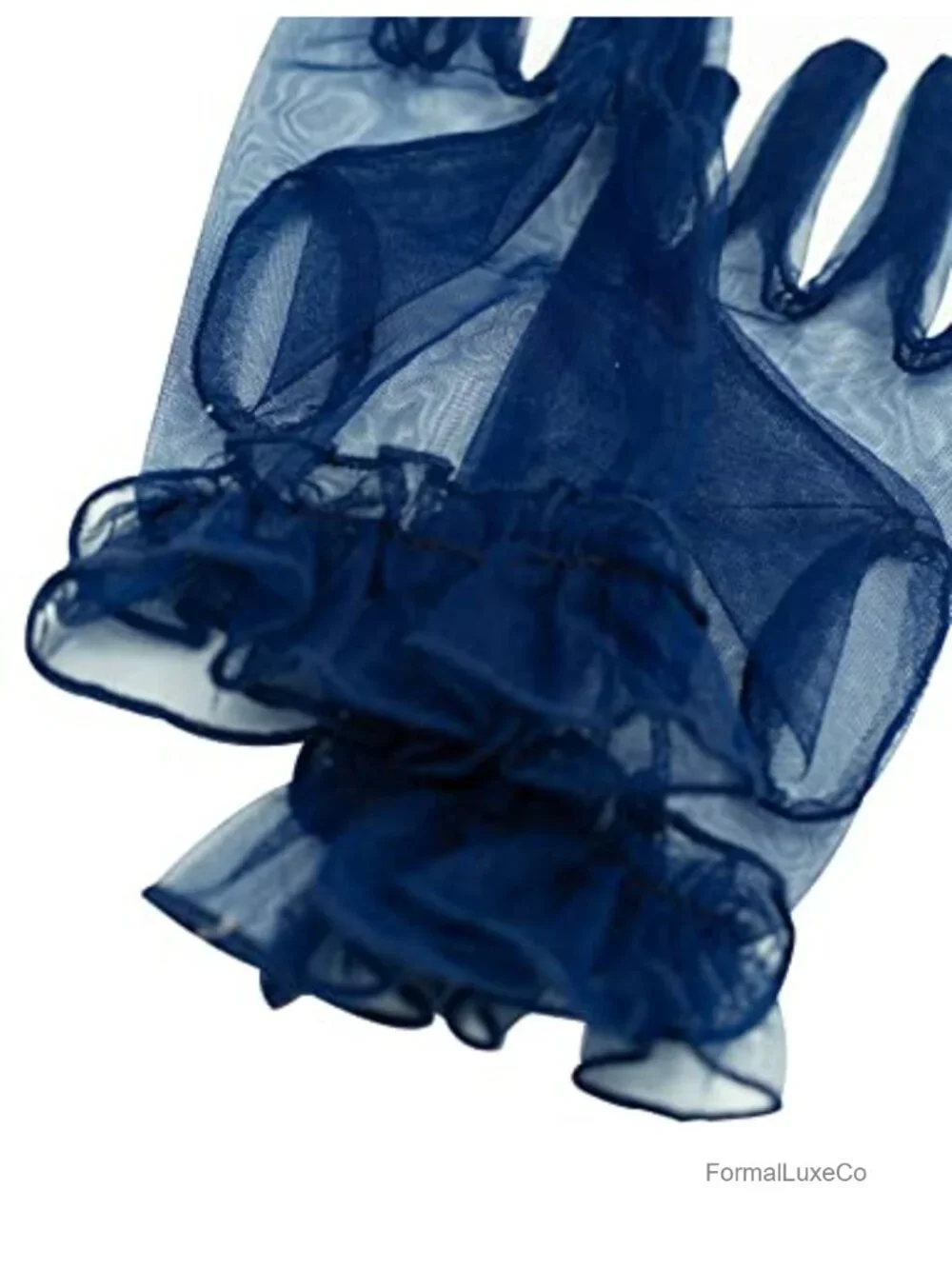 Women's Ruffled Tulle Mesh Gloves Wedding Prom Evening Gloves One Size